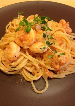 A picture of Coconut Shrimp Pasta.