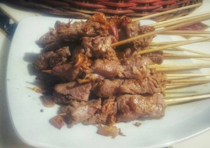 Cara Gampang Membuat Sate daging sapi empuk tanpa lemak, Enak Banget