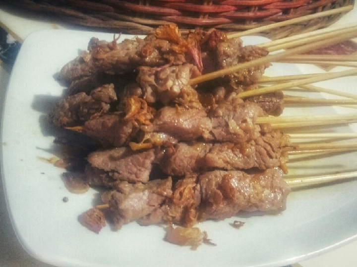 Cara Gampang Membuat Sate daging sapi empuk tanpa lemak, Enak Banget