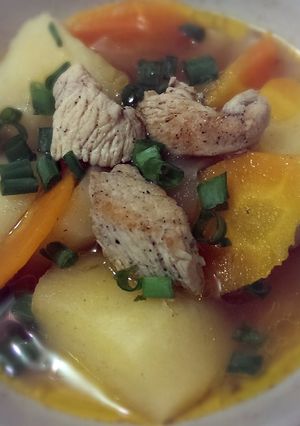 A picture of Chicken and potato stew.