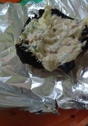 Una foto de Portobello rellenos sin horno
