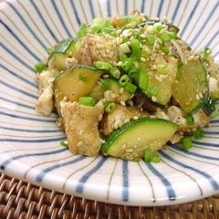 A picture of Stir-Fried and Simmered Zucchini & Atsuage.