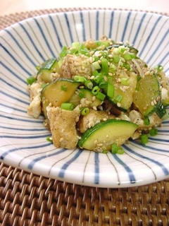A picture of Stir-Fried and Simmered Zucchini & Atsuage.