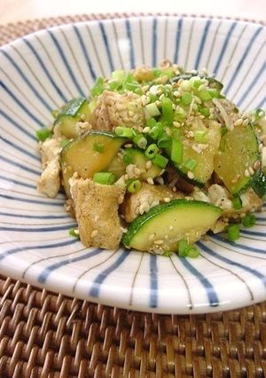 A picture of Stir-Fried and Simmered Zucchini & Atsuage.