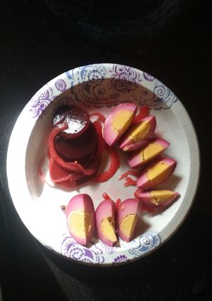 A picture of Picked Beets and Eggs.
