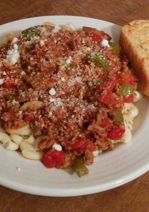 A picture of Matt's Stuffed Pepper Mac.