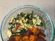 A picture of spinach scrambled eggs