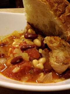 A picture of Italian style pork and beans.
