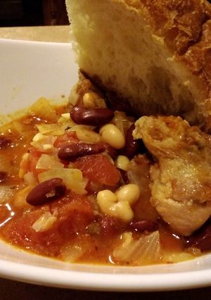 A picture of Italian style pork and beans.
