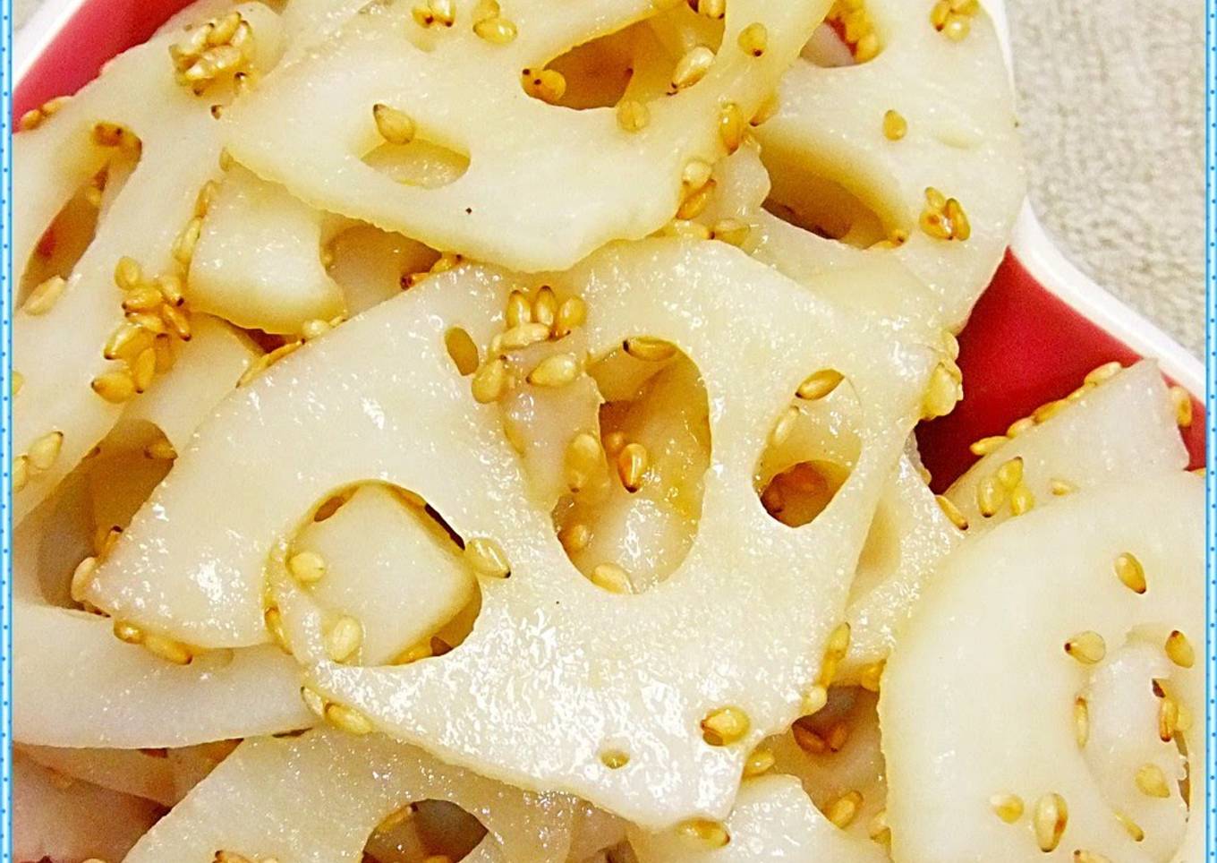 Lotus Root with Sesame Sauce (5 minutes in your toaster oven)