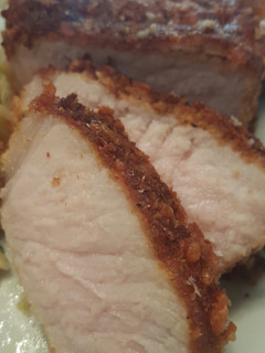 A picture of Parmesan crusted pork chops.