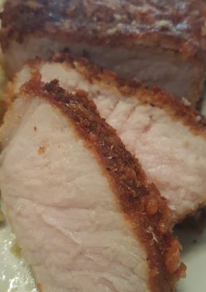 A picture of Parmesan crusted pork chops.