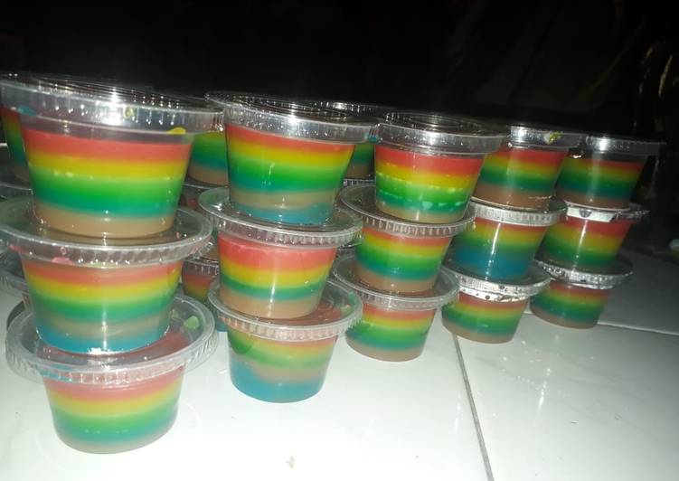 Resep masakan Agar jely pelangi | Langkah Membuat Agar jely pelangi Yang Menggugah Selera