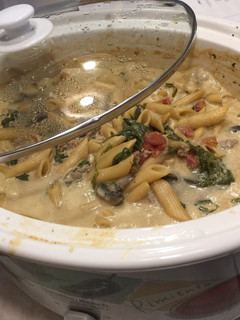 A picture of Crockpot All in One Meals - Spinach Turkey Sausage Pasta Soup.