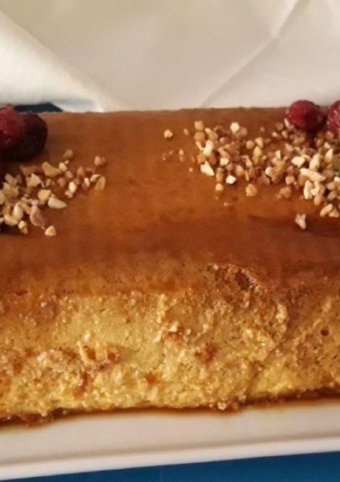 Una foto de Flan de turrón