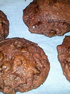 A picture of Chocolate Cherry Chip Cookies.