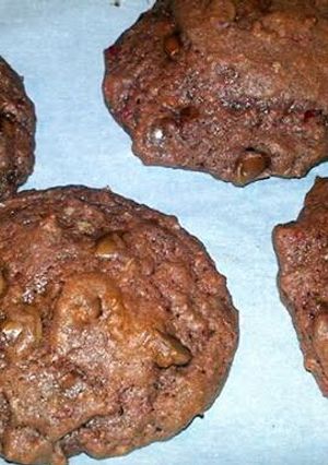 A picture of Chocolate Cherry Chip Cookies.