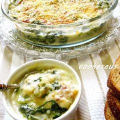 Soy Milk Gratin with Oyster and Spinach A picture of Soy Milk Gratin with Oyster and Spinach.