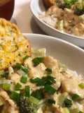 Cream of Chicken, Cheese and Broccoli over Rice