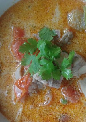 A picture of Tom Yum chicken.