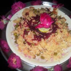 A picture of Beans and beetroot pulav.
