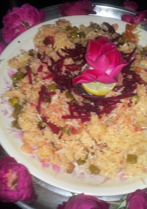 A picture of Beans and beetroot pulav.
