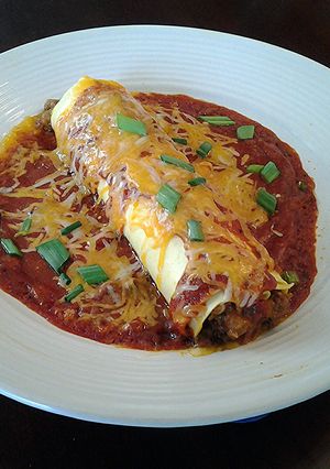 A picture of Beef and Sausage Sloppy Joe Cannelloni.