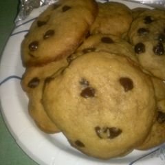A picture of Chewy chocolate chip cookies w/ crispy edges.
