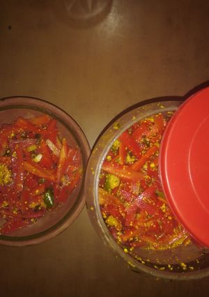 A picture of Gajar ka achar. (carrot pickle).