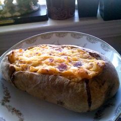 A picture of Momma's twice baked potatoes.