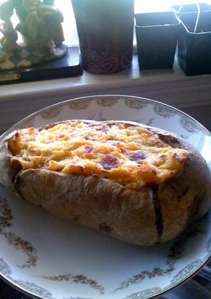 A picture of Momma's twice baked potatoes.