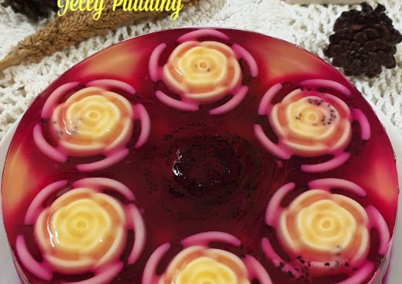 Dragon Fruit Lemon Jelly Pudding