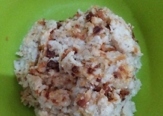 Oat telur ayam cincang