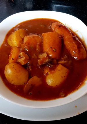 A picture of My Sausage Mushroom & New potatoes Casserole 💙💙.