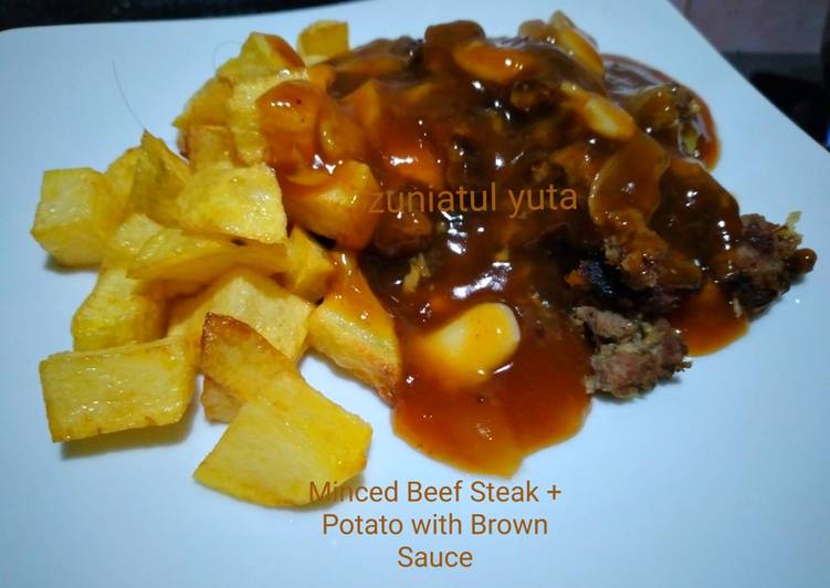 Minced Beef Steak + Potato with Brown Sauce