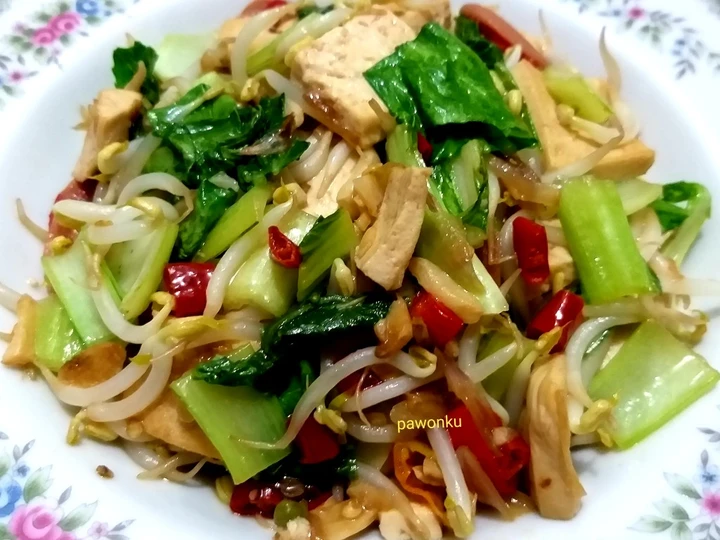 Cara Gampang Membuat Resep 163.Pokcoy Toge Tahu (tumis bumbu tiram) Anti Ribet, Bikin Ngiler