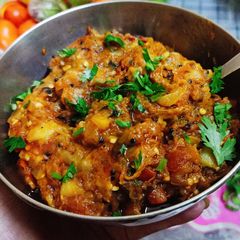 Baigan tamatar kairi ka bharta A picture of Baigan tamatar kairi ka bharta.