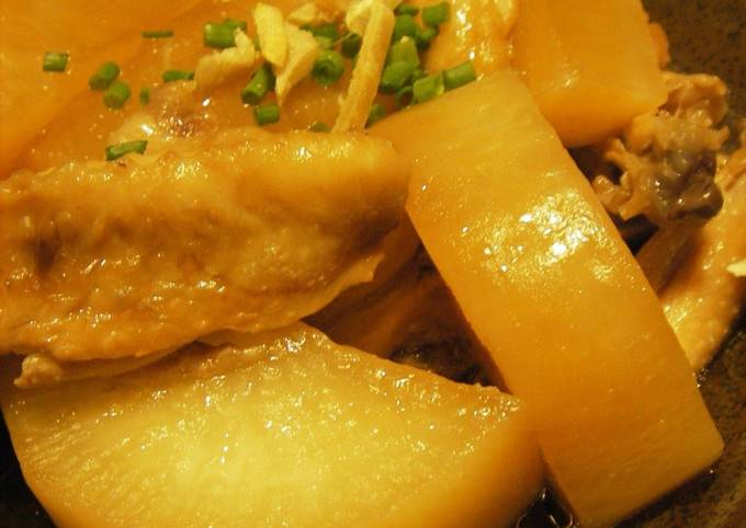 Simple Way to Prepare Super Quick Homemade Simmered Daikon Radish and Chicken in a Pressure Cooker