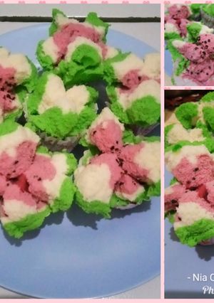 Foto resep Bolu Kukus Semangka Mekar, Lembut Tanpa Soda 😁😙😋