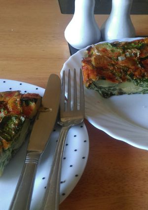 A picture of Mandys potato and spinach frittata.
