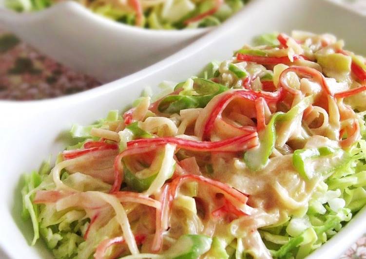 Steps to Make Ultimate Easy and Quick Imitation Crab and Cabbage with Umami-Rich Japanese Leek Sauce