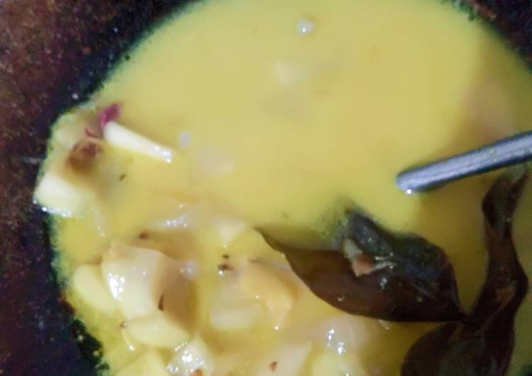 Proses memasak Sayur labu putih kuah santan yang sempurna