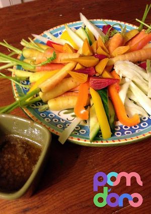 A picture of Bagna Cauda/ Warm Garlic Anchovy Dip.