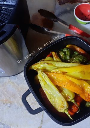 Une photo de Poivrons et piments forts cuits au air fryer 🫑🌶
