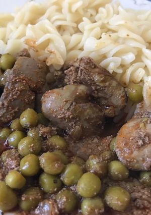 Zöldborsós csirkemáj recept fotója