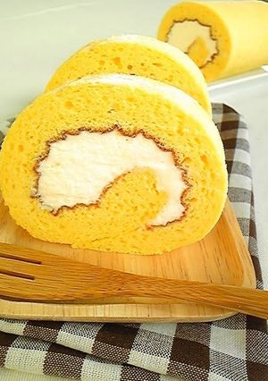 A picture of Light and Airy Chiffon Rolls with Milk Cream Filling.