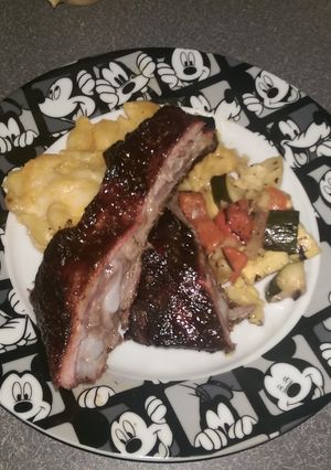 A picture of Hickory Smoked Dr. Pepper ribs.