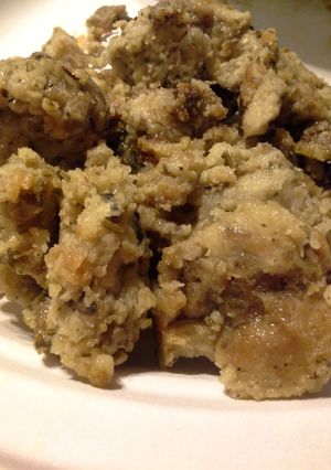 A picture of Mushroom and Sausage Sourdough Stuffing.