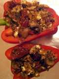 Mushroom, feta & tomato baked peppers