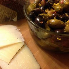 A picture of Spicy marinated mixed olives.